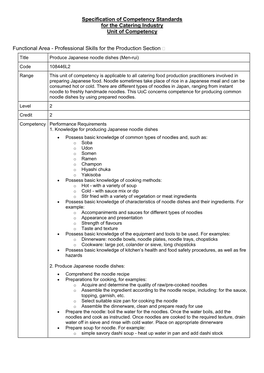 108446L2 Range This Unit of Competency Is Applicable to All Catering Food Production Practitioners Involved in Preparing Japanese Food