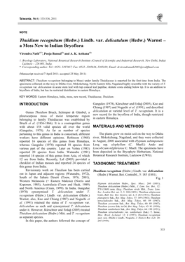 Thuidium Recognitum (Hedw.) Lindb. Var. Delicatulum (Hedw.) Warnst – a Moss New to Indian Bryoflora