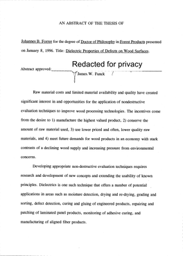 Redacted for Privacy Abstract Approved: James.W