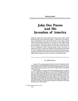 John DOS Passos and His Invention of America