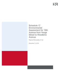 'C' Environmental Assessment for 16Th Avenue from Yonge Street To