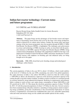 Indian Fast Reactor Technology: Current Status and Future Programme