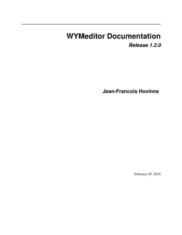 Wymeditor Documentation Release 1.2.0