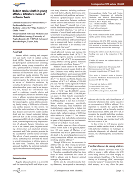 Sudden Cardiac Death in Young Athletes: Literature Review Of