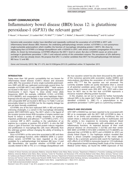 Is Glutathione Peroxidase-1 (GPX1) the Relevant Gene?