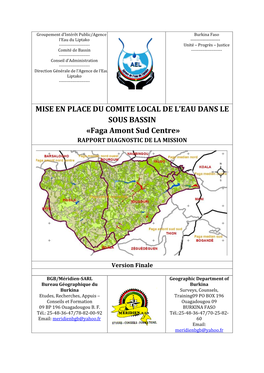 Faga Amont Sud Centre» RAPPORT DIAGNOSTIC DE LA MISSION