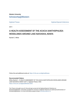 A Health Assessment of the Acacia Xanthophloea Woodlands Around Lake Naivasha, Kenya