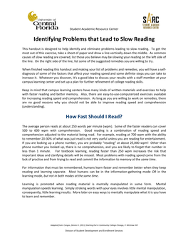 Identifying Problems That Lead to Slow Reading