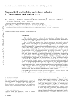 Group, Field and Isolated Early-Type Galaxies I. Observations And