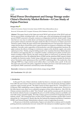 Wind Power Development and Energy Storage Under China's Electricity