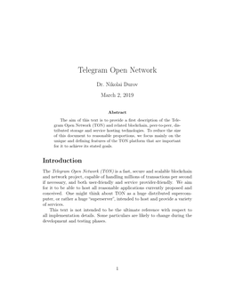 Telegram Open Network (TON)