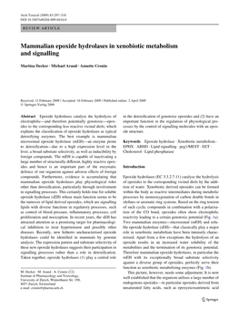 Mammalian Epoxide Hydrolases in Xenobiotic Metabolism and Signalling