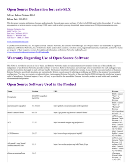 Open Source Declaration For: Extr-SLX