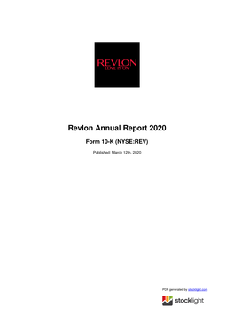 Revlon Annual Report 2020