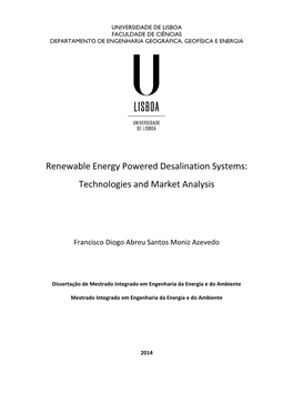 Renewable Energy Powered Desalination Systems: Technologies and Market Analysis