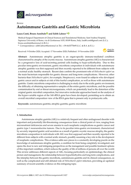 Autoimmune Gastritis and Gastric Microbiota