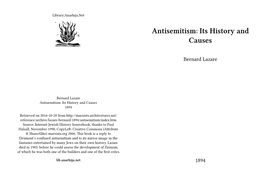 Antisemitism: Its History and Causes