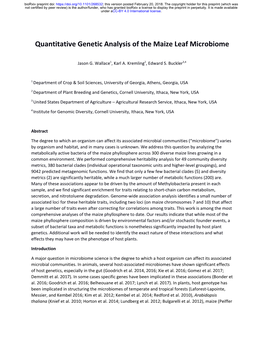 Quantitative Genetic Analysis of the Maize Leaf Microbiome