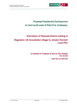 Proposed Residential Development on Land South-West of West End, Costessey