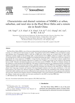 Characteristics and Diurnal Variations of Nmhcs at Urban, Suburban, and Rural Sites in the Pearl River Delta and a Remote Site in South China