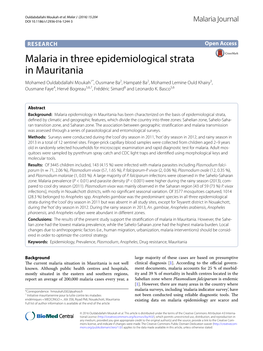 Malaria in Three Epidemiological Strata in Mauritania