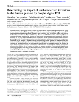 Determining the Impact of Uncharacterized Inversions in the Human Genome by Droplet Digital PCR