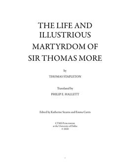 Thomas Stapleton, the Life and Illustrious Martyrdom of Sir Thomas