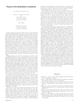 Fauna of the Shackleton Limestone Ported by the Distribution of the Kennardiids