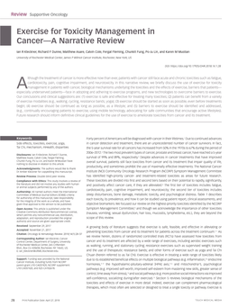 Exercise for Toxicity Management in Cancer—A Narrative Review