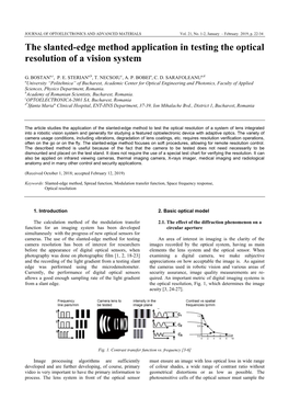 The Slanted-Edge Method Application in Testing the Optical Resolution of a Vision System