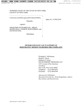 New York County Clerk 10/15/2019 06:14 Pm Index No