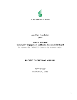 Project Operations Manual Approved March 14, 2019