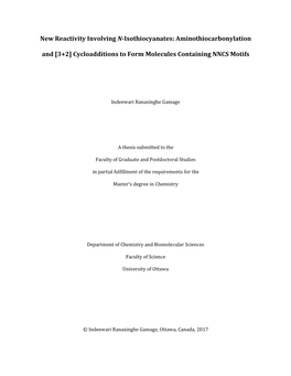 New Reactivity Involving N-Isothiocyanates: Aminothiocarbonylation