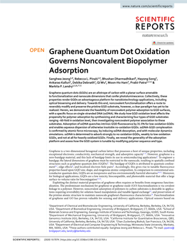 Graphene Quantum Dot Oxidation Governs Noncovalent Biopolymer Adsorption Sanghwa Jeong1,9, Rebecca L