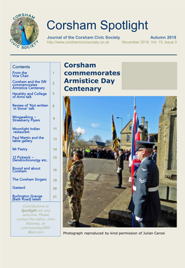 Corsham Spotlight Journal of the Corsham Civic Society Autumn 2018 November 2018, Vol