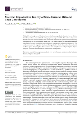 Maternal Reproductive Toxicity of Some Essential Oils and Their Constituents