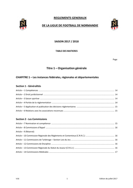 Règlements Généraux Et Statuts Particuliers Qui S'y Rattachent…), Prennent Effet À Partir De La Date Qui Est Fixée Par L'assemblée Générale