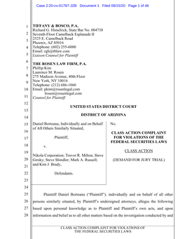 Daniel Borteanu, Et Al. V. Nikola Corporation, Et Al. 20-CV-01797