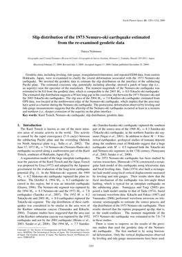 Slip Distribution of the 1973 Nemuro-Oki Earthquake Estimated from the Re-Examined Geodetic Data