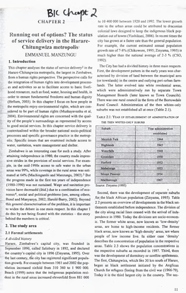 Running out of Options? the Status of Service Delivery in the Harare-Chitungwiza Metropolis