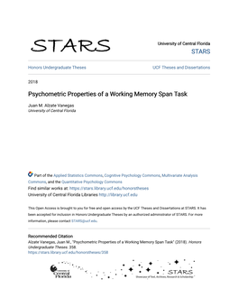 Psychometric Properties of a Working Memory Span Task