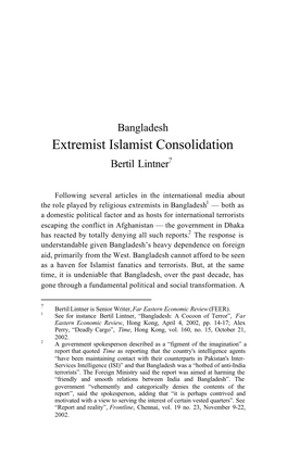 Extremist Islamist Consolidation Bertil Lintner?
