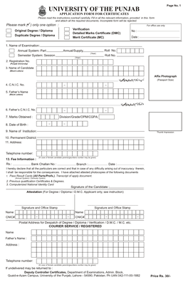 APPLICATION FORM for CERTIFICATES Please Read the Instructions Overleaf Carefully