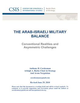 The Arab-Israeli Military Balance