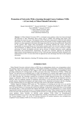 Promotion of University-Wide E-Learning Through Course Guidance Vods - a Case Study at Nihon Fukushi University