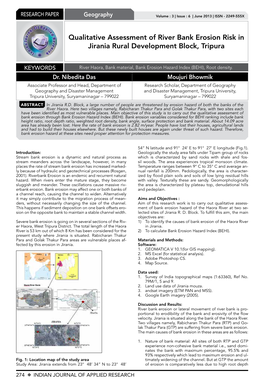 Qualitative Assessment of River Bank Erosion Risk in Jirania Rural Development Block, Tripura