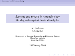 Systems and Models in Chronobiology