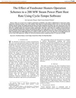 The Effect of Feedwater Heaters Operation Schemes to a 200 MW Steam Power Plant Heat Rate Using Cycle-Tempo Software