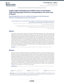 Length-Weight Relationship and Condition Factor of Centropomus