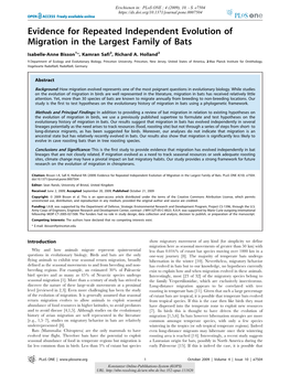 Evidence for Repeated Independent Evolution of Migration in the Largest Family of Bats